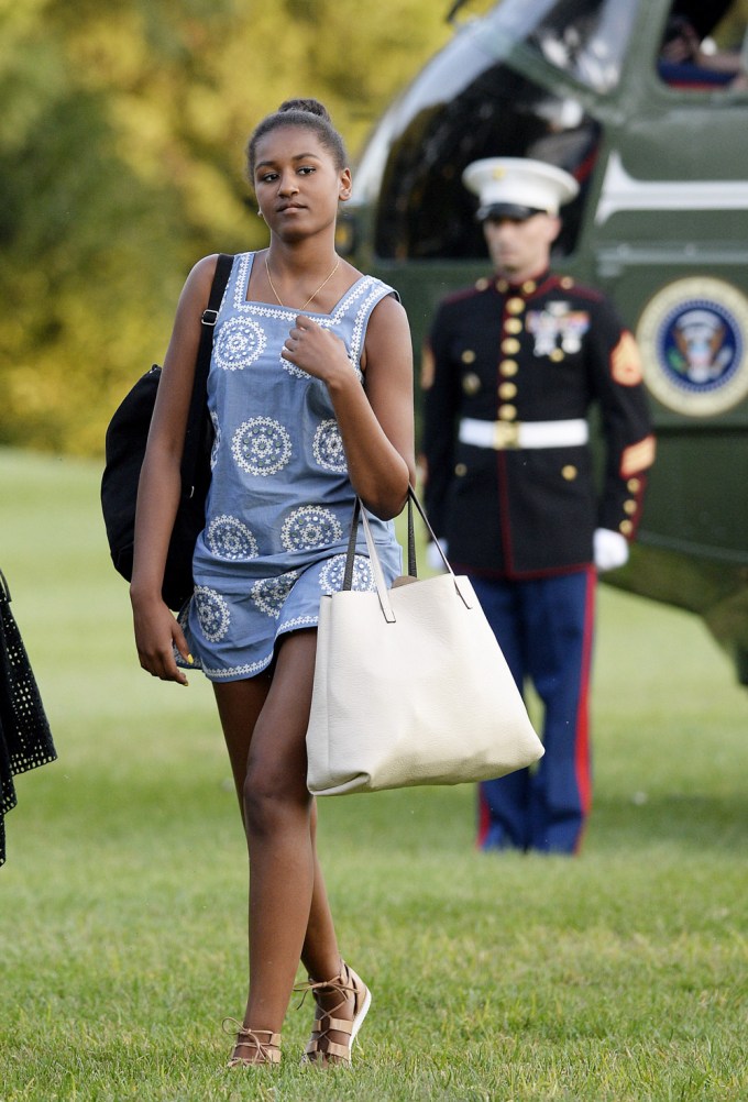 Sasha Obama On The South Lawn of the White House
