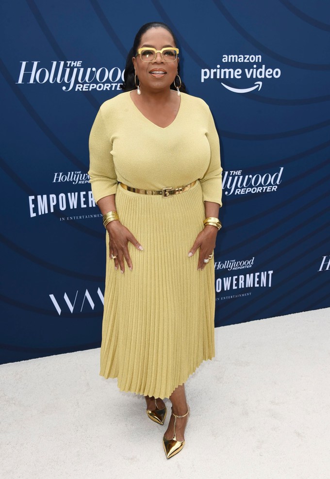 Oprah Winfrey Rocks A Mustard Dress