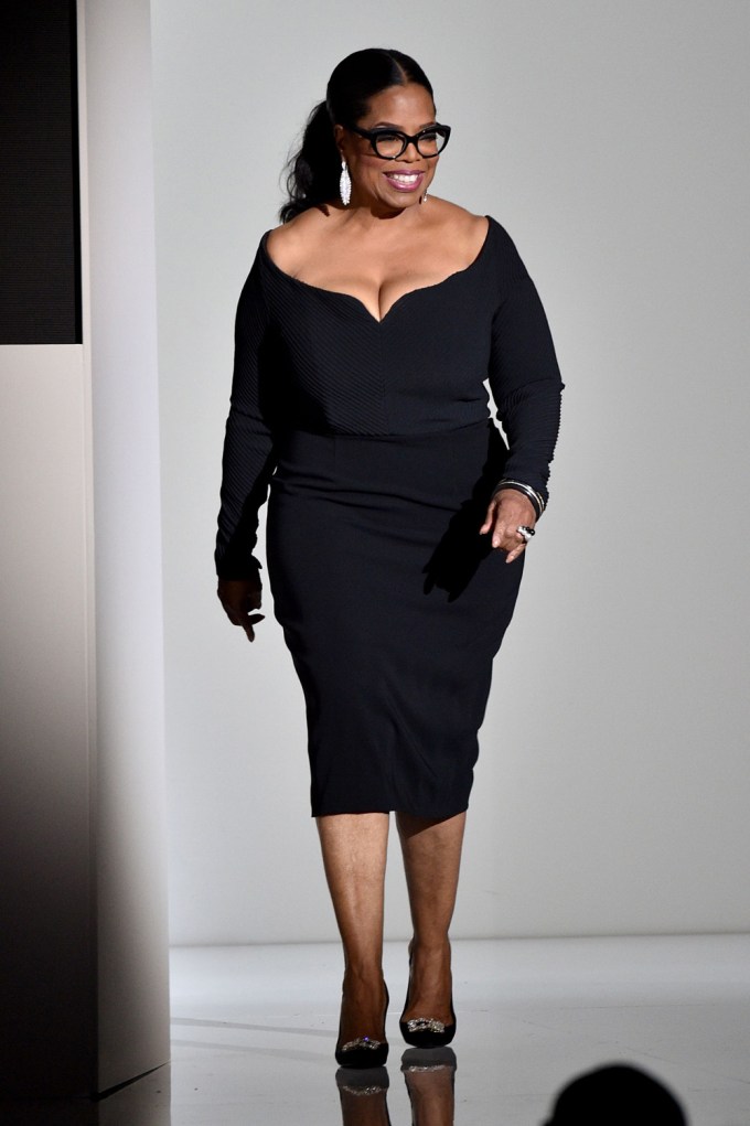 Oprah Winfrey In A Figure-Hugging Black Dress