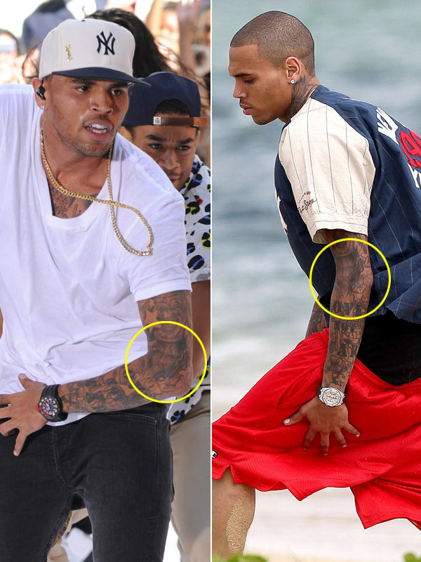 Chris Brown's Tattoo Removed — He Erases Karrueche Tran From His Arm For  Rihanna – Hollywood Life