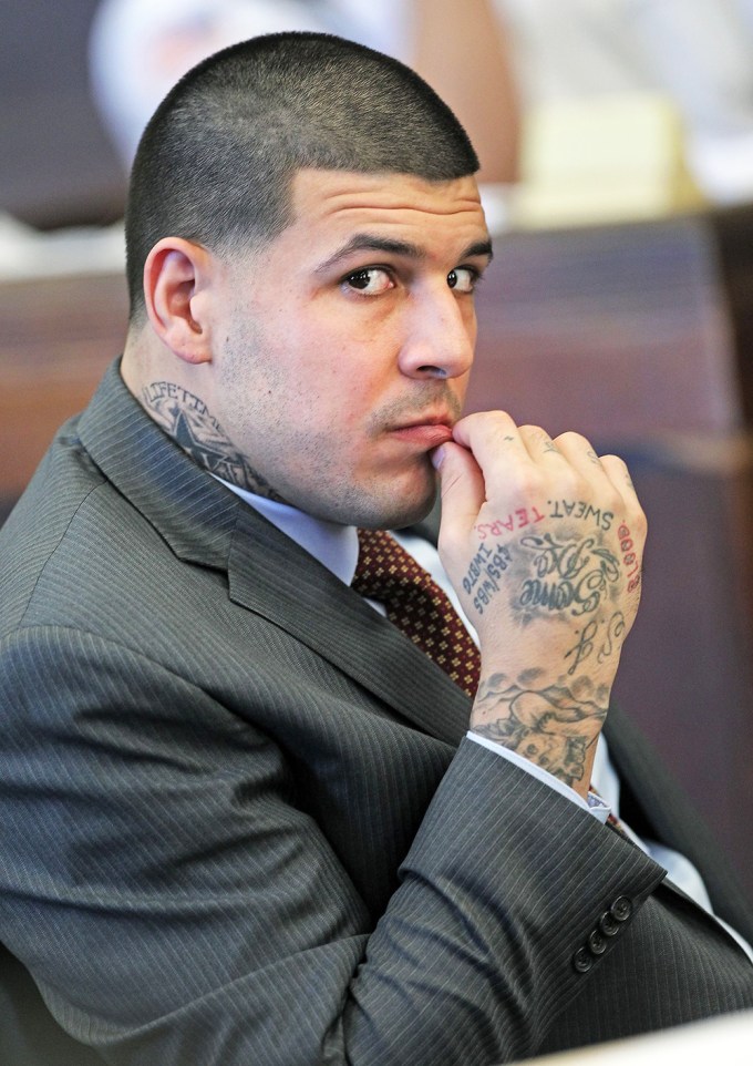 Aaron Hernandez during a court hearing