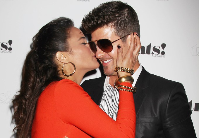 Paula Patton and Robin Thicke at his Official Album Release Party