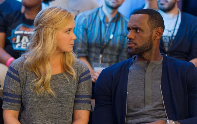 LeBron James and Amy Schumer during a scene