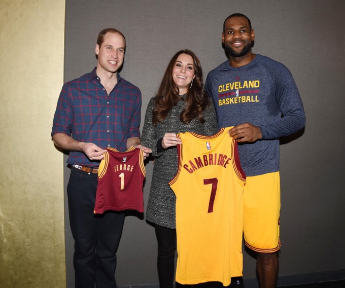 LeBron James poses with Kate Middleton and Prince William