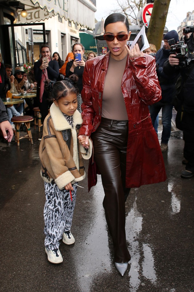 Kim Kardashian & North West Hit The Streets Of Paris