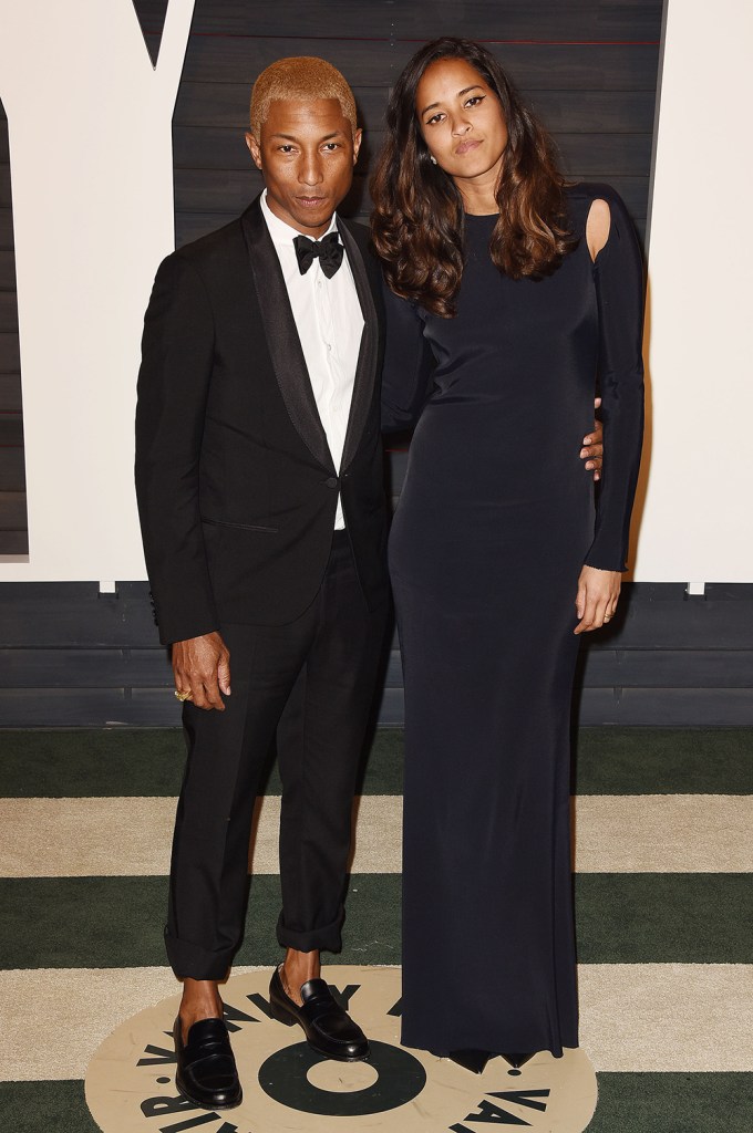 Pharrell Williams and Helen Lasichanh at the Vanity Fair Oscar Party
