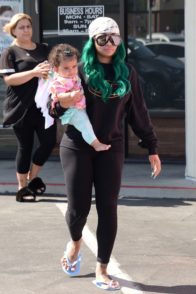 Blac Chyna enjoys a day at the salon with her daughter Dream