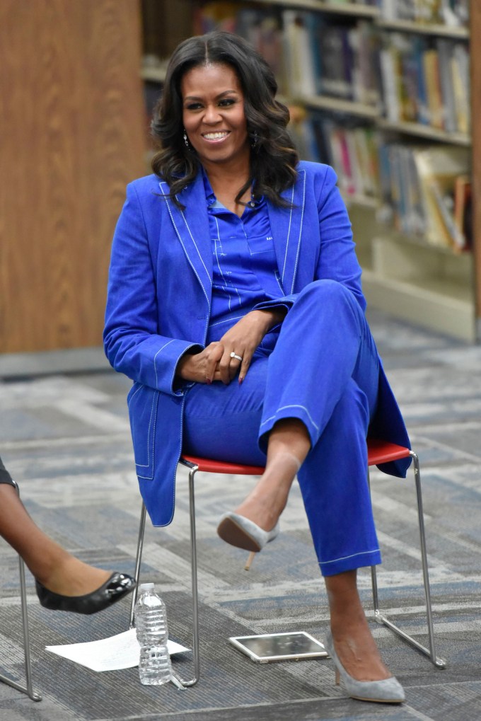 Michelle Obama Wows in Bright Blue