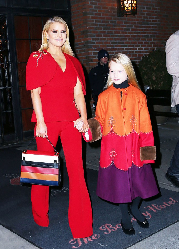 Jessica Simpson & daughter Maxwell leaving a hotel in NYC