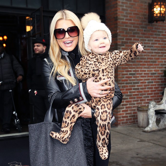 Jessica Simpson all smiles while holding her daughter Birdie Mae