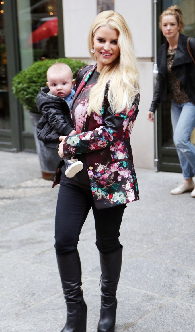 Jessica Simpson Holds Baby Ace
