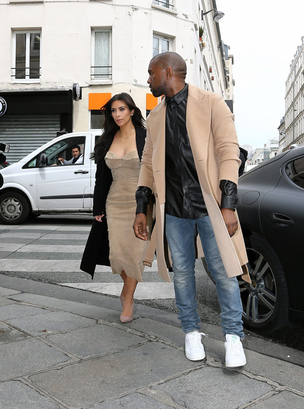 Kim Kardashian & Kanye West In Tan