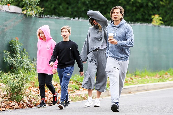Gwyneth Paltrow with Brad Falchuk and her kids