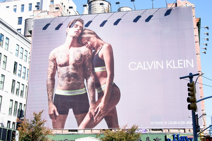 Justin And Hailey Bieber On Calvin Klein Billboard