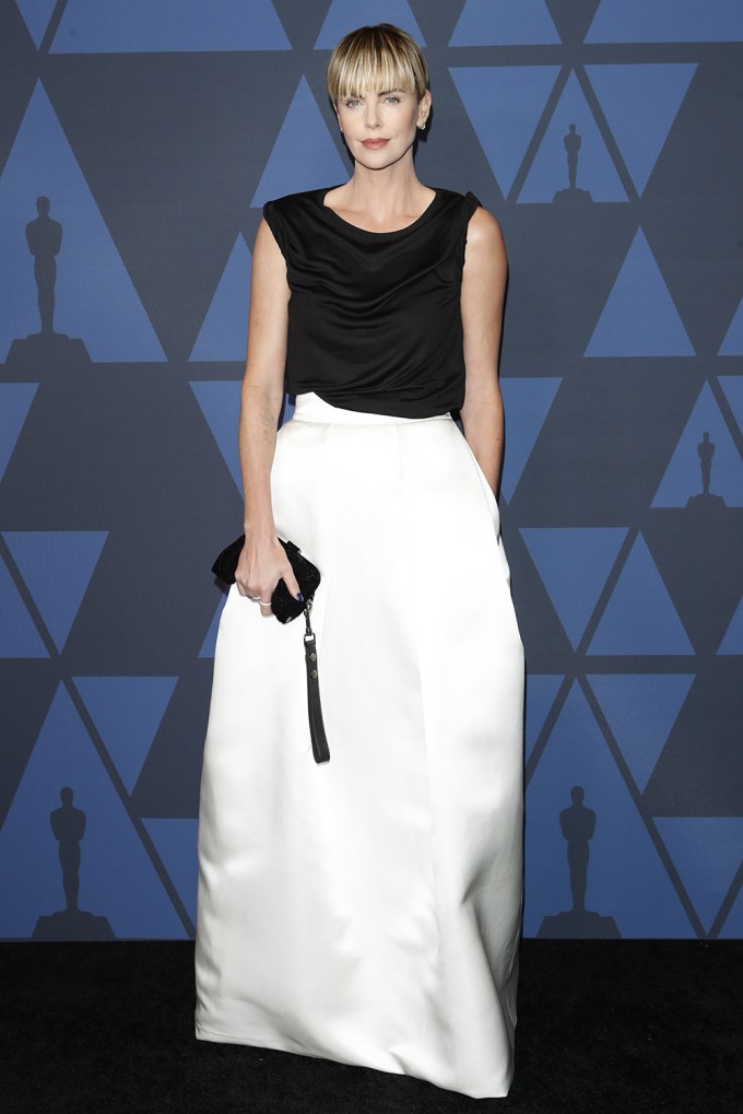 Charlize Theron rocks a gorgeous black and white dress