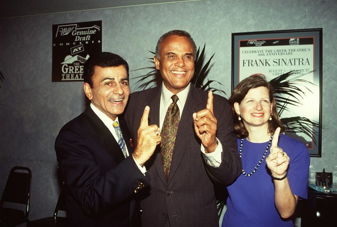 Casey Kasem joins Harry Belafonte for his induction at the Wall of Fame