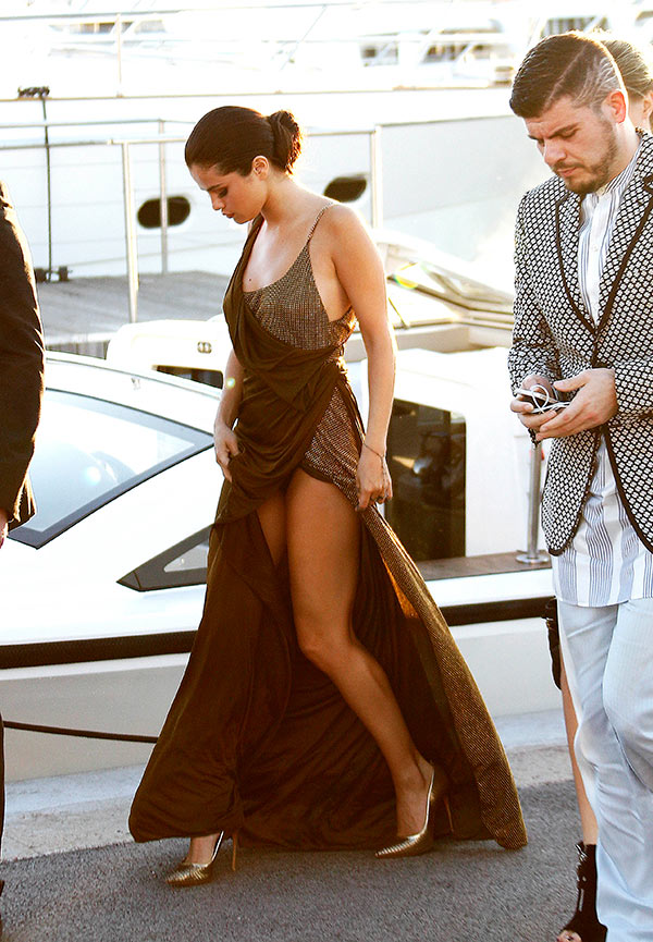 Selena Gomez Stuns In A Silky Leg-Slit Dress On The Cannes Red Carpet