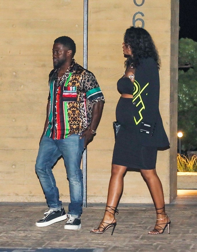 Kevin Hart and pregnant wife Eniko leave dinner at Nobu with friends