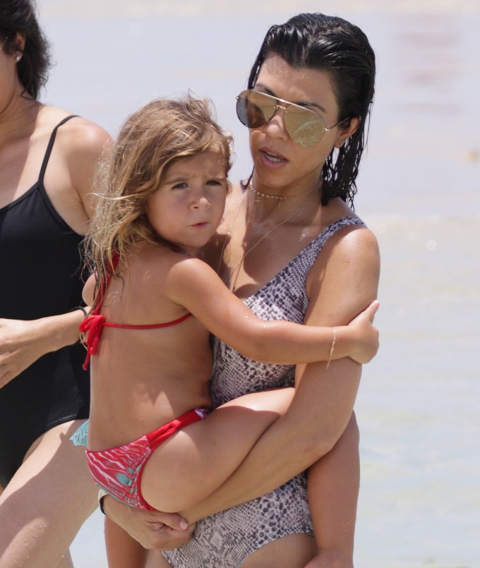 Kourtney Kardashian In The Ocean With Penelope