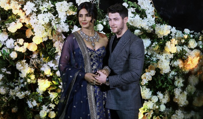 Priyanka Chopra & Nick Jonas at their wedding reception in Mumbai, India