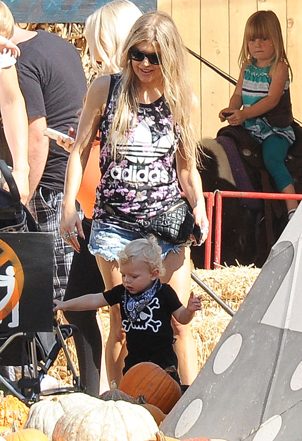 Fergie and son Axl Jack Duhamel have fun at a pumpkin patch