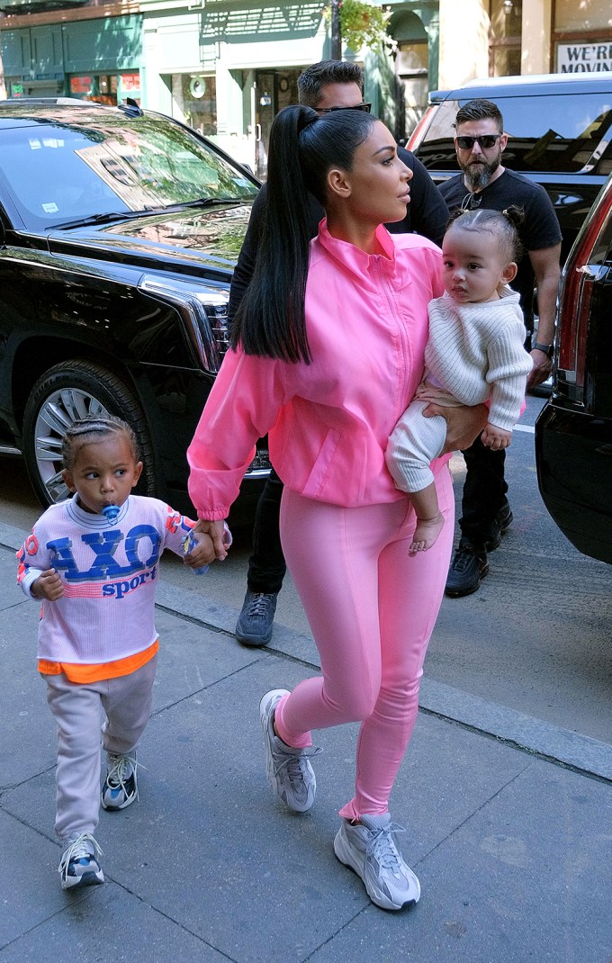 Kim Kardashian With Her Kids In NYC