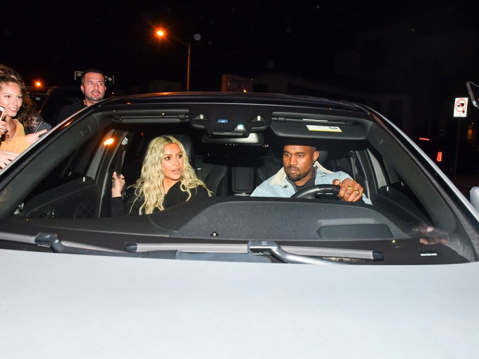 Kim Kardashian driving in Los Angeles