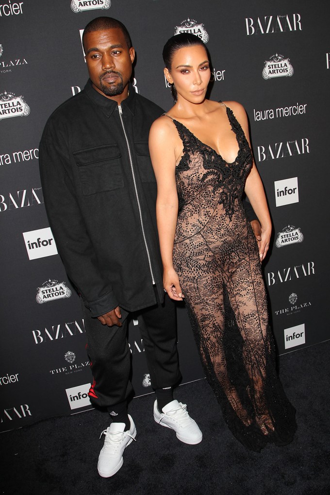 Kim Kardashian and Kanye West at the Harper’s Bazaar Celebrates ICONS party