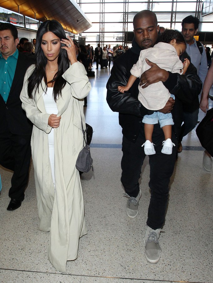 Kim Kardashian and Kanye West at LAX airport
