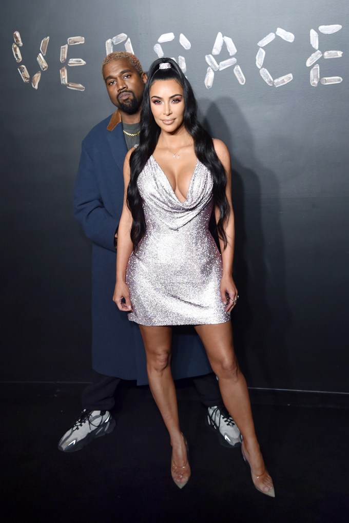 Kanye West and Kim Kardashian at a Versace show