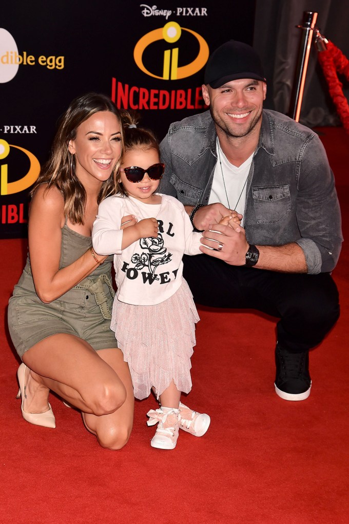 Jana Kramer & Michael Caussin with daughter Jolie at the ‘Incredibles 2’ premiere
