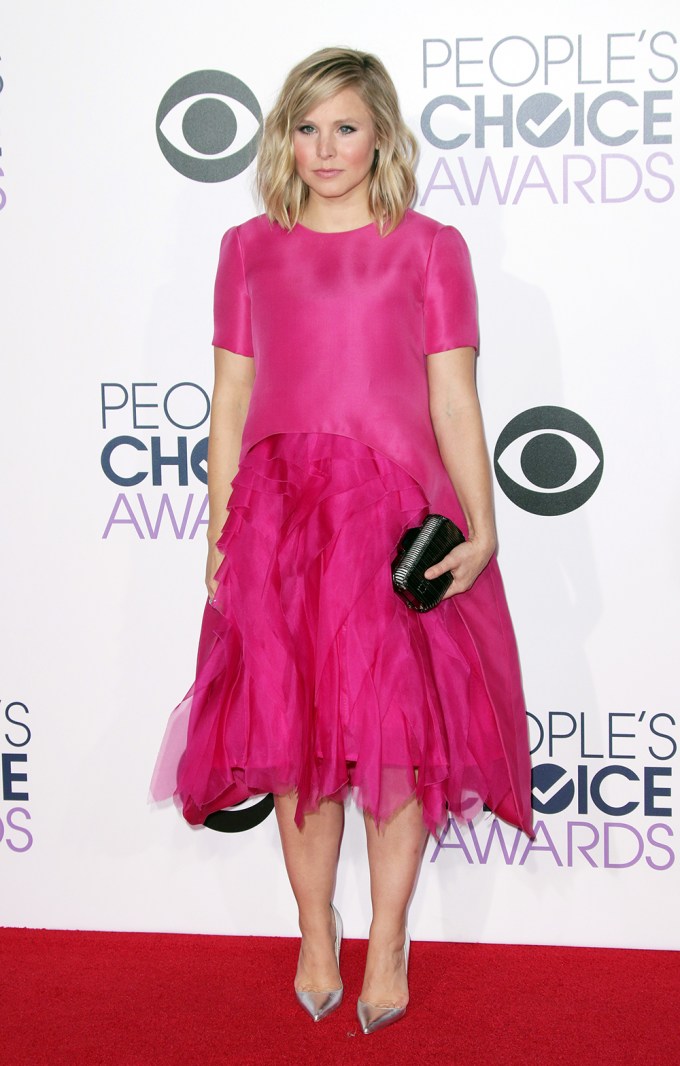 Kristen Bell in a pink frilly choice