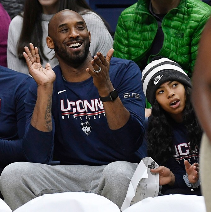 Kobe & Gianna Bryant Attend A Basketball Game