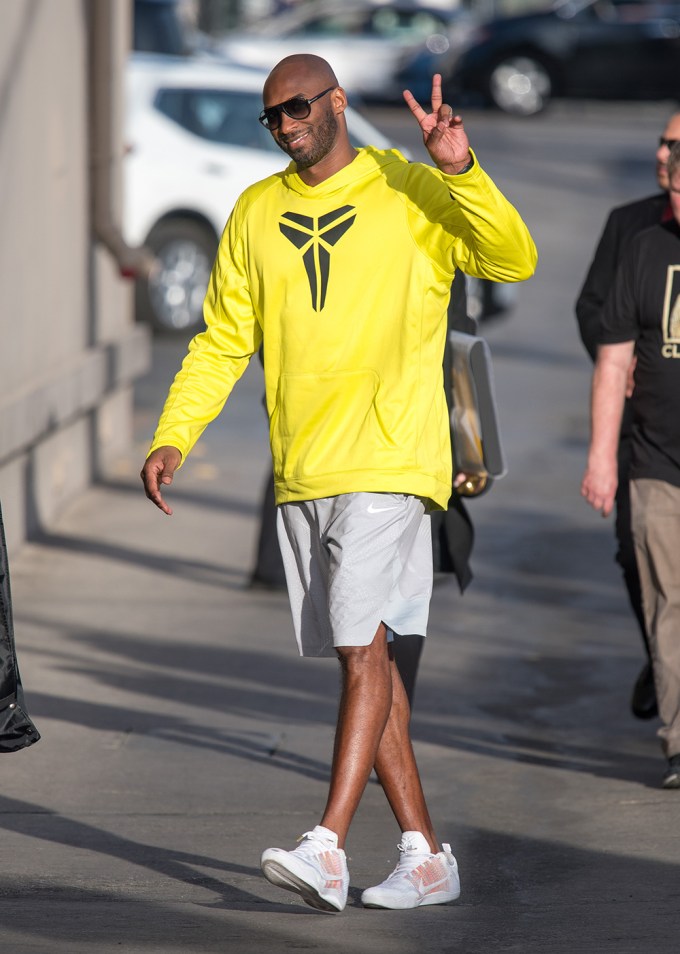 Kobe Bryant Flashes The Peace Sign