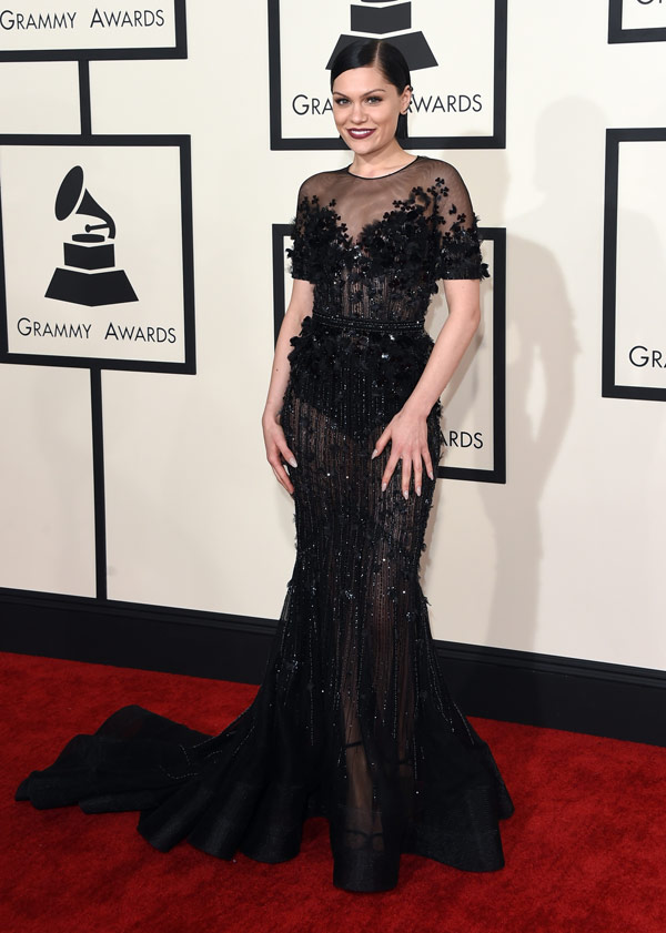 Jessie J smiles at the Grammys