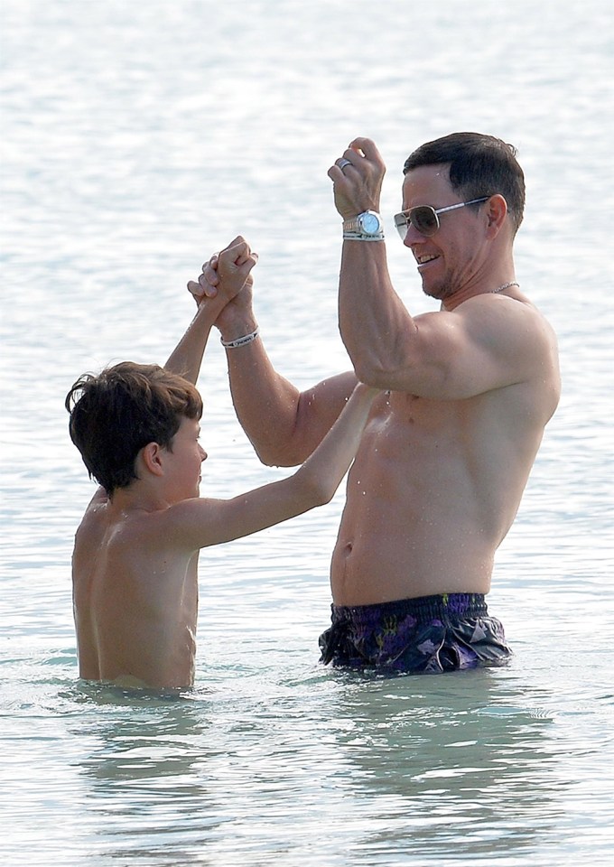 Mark Wahlberg Enjoying Father/Son Time In The Barbados
