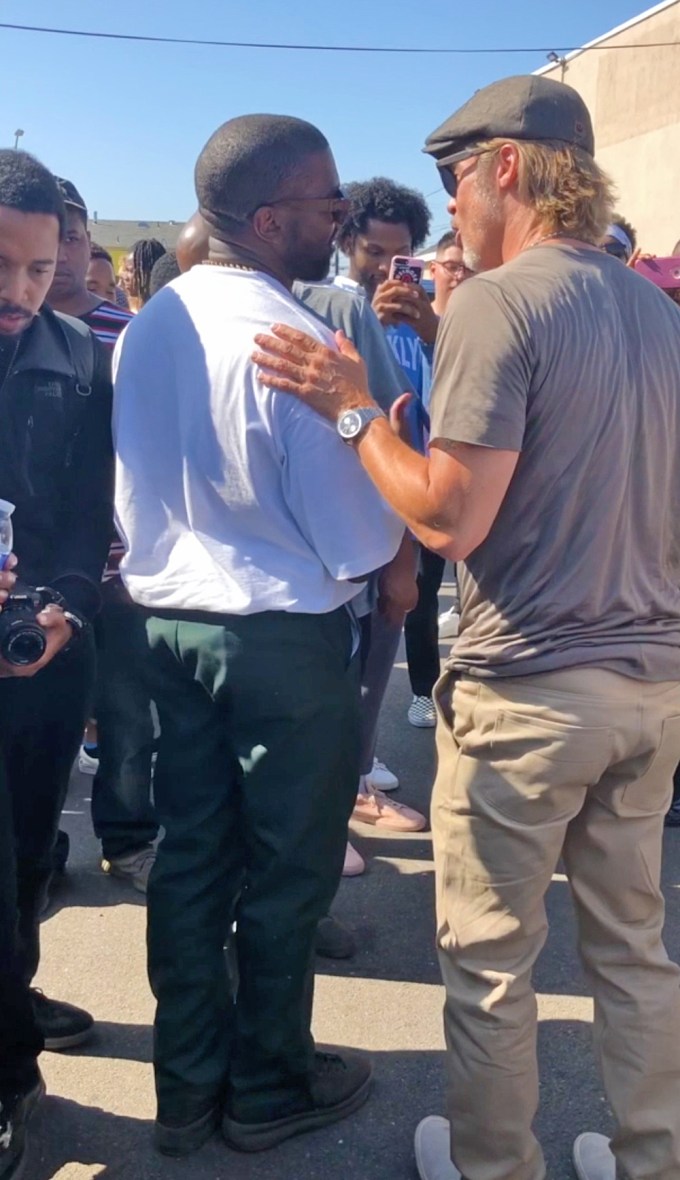 Brad Pitt attends Kanye West’s Sunday Service in Watts, CA