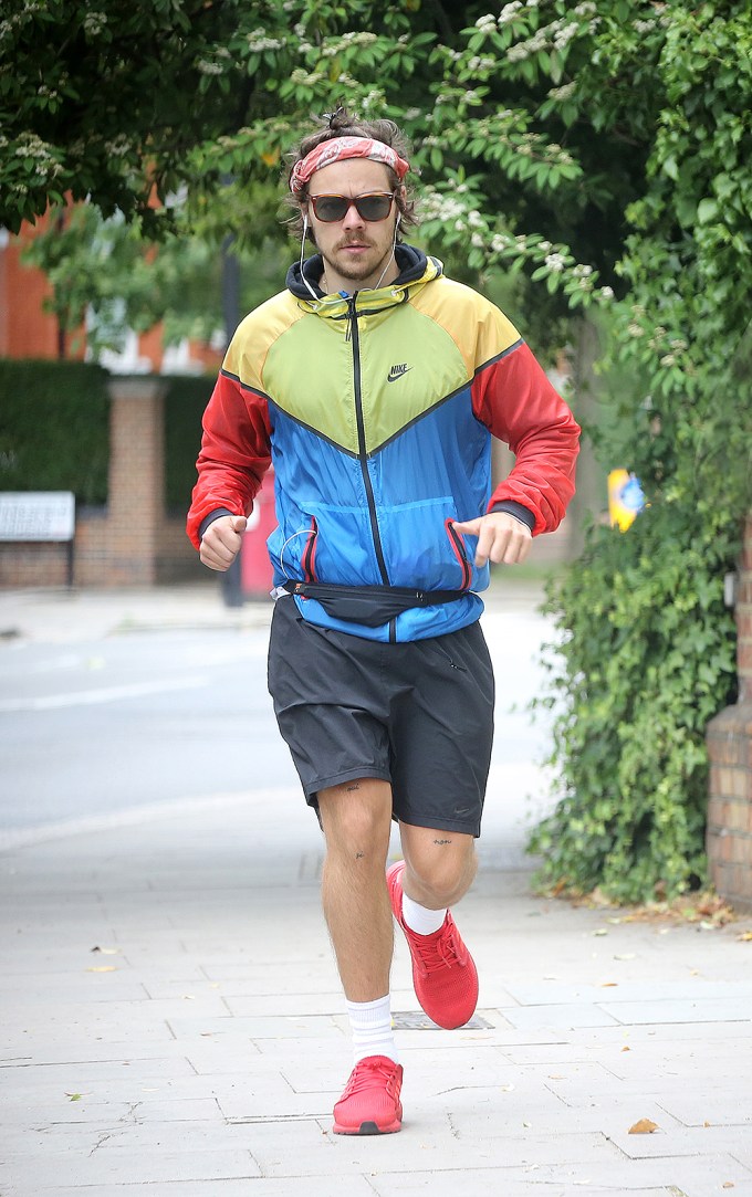 Harry Styles goes for a jog