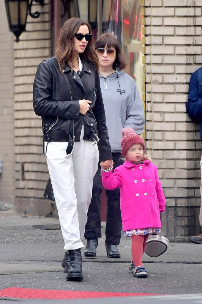 Irina out with her two-year-old daughter, Lea, in NYC