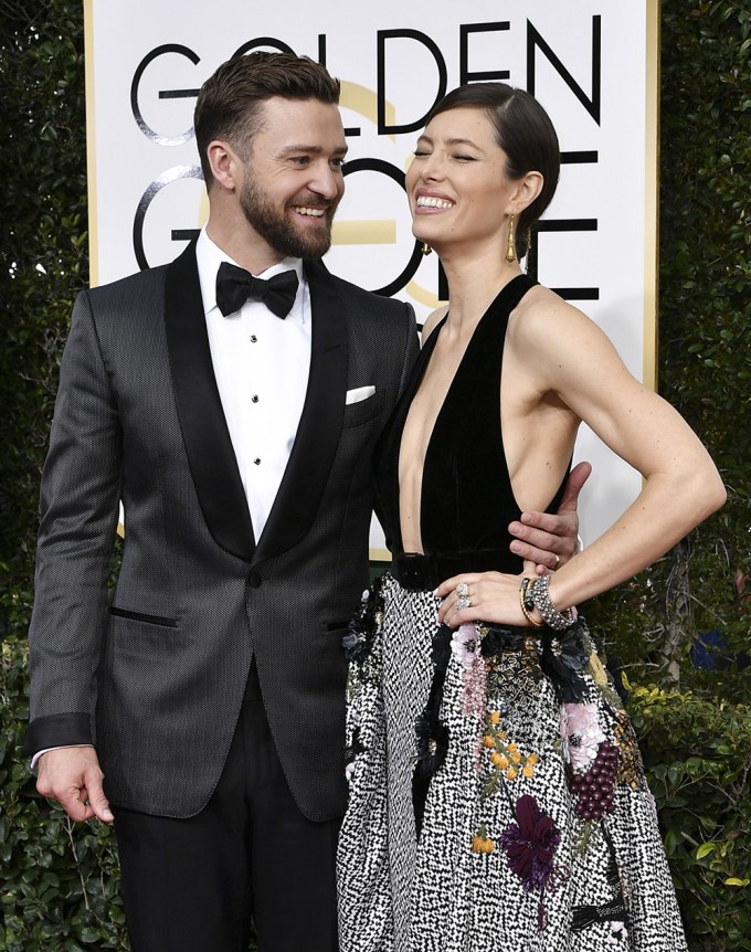 Justin Timberlake & Jessica Biel At The 2017 Golden Globes