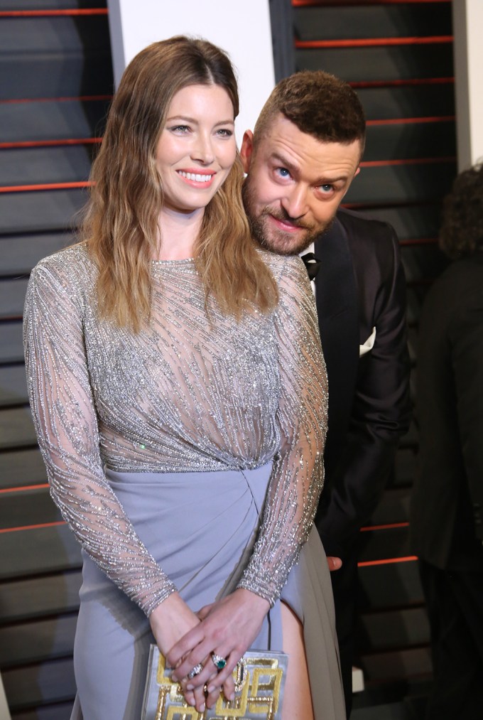 Justin Timberlake & Jessica Biel At The 2016 Vanity Fair Oscar Party