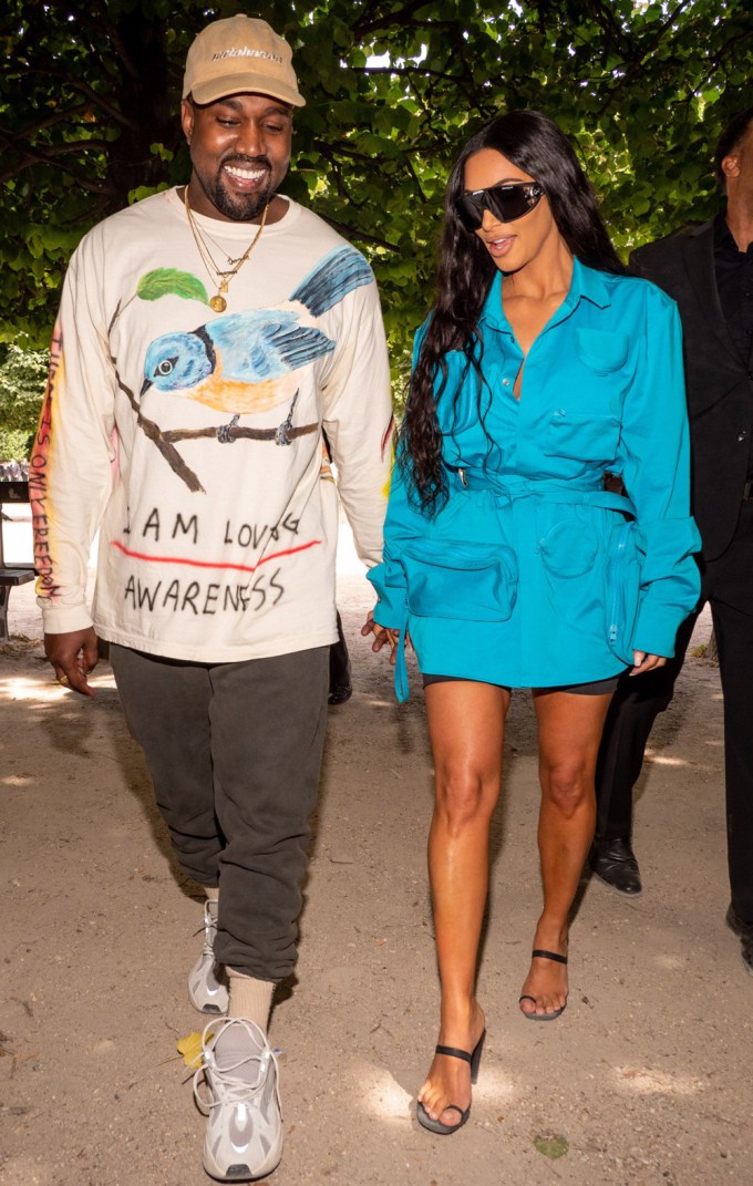 Kanye West and Kim Kardashian at Paris Fashion Week