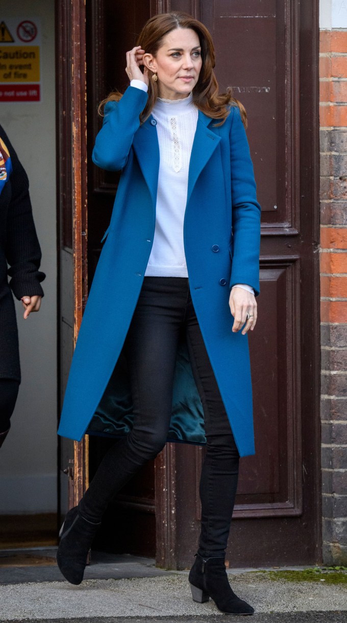 Kate Middleton Steps Out In A Crisp Blue Coat