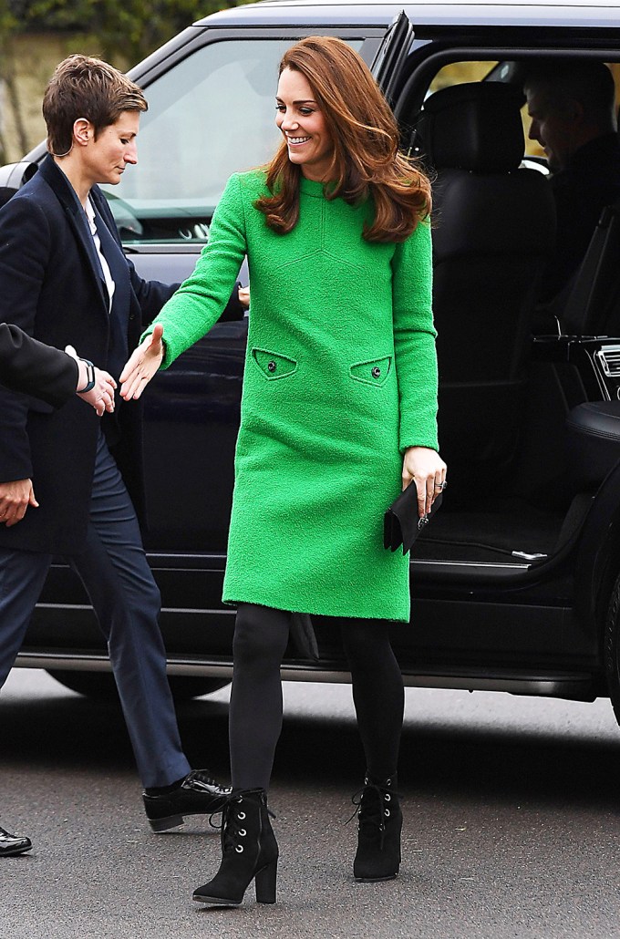 Kate Middleton Exits Car In A Lime Green Dress