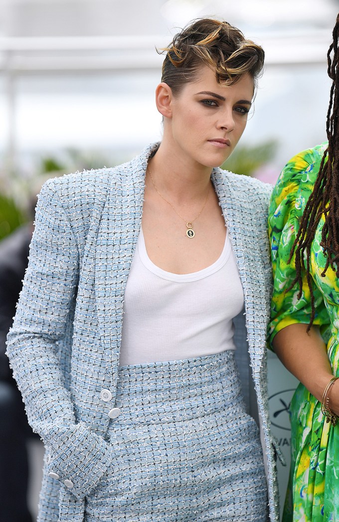 Kristen Stewart Pairs Textured Hair With A Textured Co-Ord
