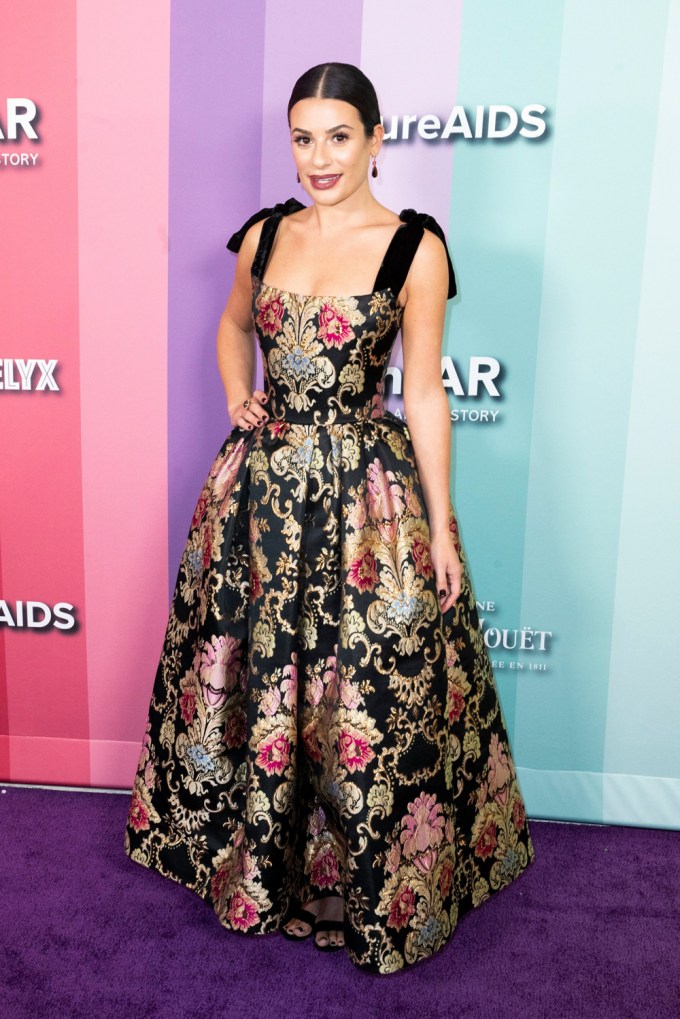 Lea Michele poses at the amFAR Gala