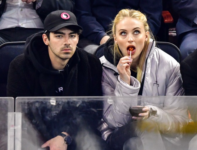 Joe Jonas & Sophie Turner Watch Hockey