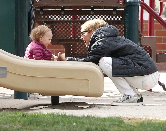 Lisa Stelly with her daughter Pearl Osbourne at the playground