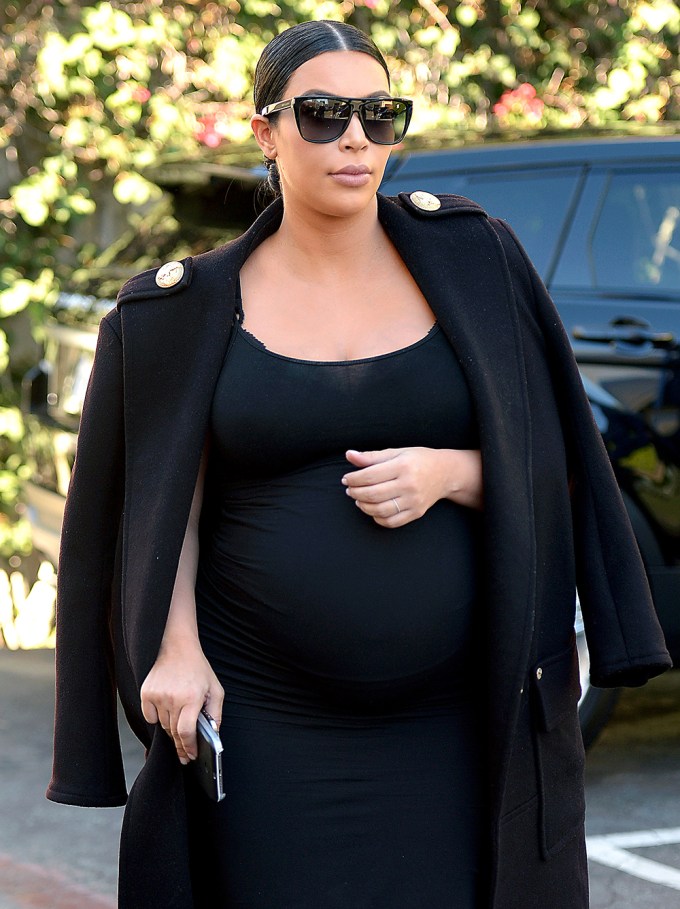 Kim Kardashian wearing black in LA