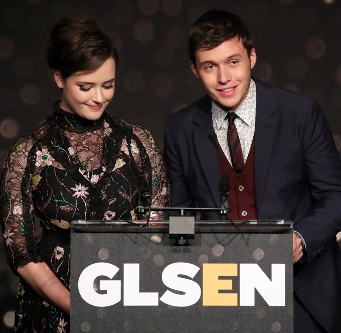 Nick Robinson With Katherine Langford At The 2018 GLSEN Respect Awards